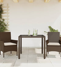 3-tlg. Garten-Essgruppe mit Kissen Braun Poly Rattan Glas