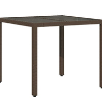 5-tlg. Garten-Essgruppe mit Kissen Braun Poly Rattan Glas
