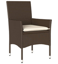 5-tlg. Garten-Essgruppe mit Kissen Braun Poly Rattan Glas