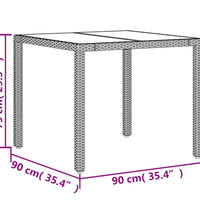 3-tlg. Garten-Essgruppe mit Kissen Grau Poly Rattan und Glas