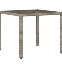 5-tlg. Garten-Essgruppe mit Kissen Grau Poly Rattan und Glas