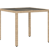 5-tlg. Garten-Essgruppe mit Kissen Beige Poly Rattan und Glas