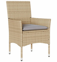 7-tlg. Garten-Essgruppe mit Kissen Beige Poly Rattan und Glas
