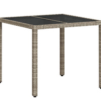 3-tlg. Garten-Essgruppe mit Kissen Hellgrau Poly Rattan Glas