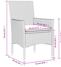 5-tlg. Garten-Essgruppe mit Kissen Hellgrau Poly Rattan Glas