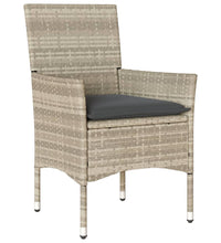 7-tlg. Garten-Essgruppe mit Kissen Hellgrau Poly Rattan & Glas