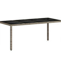 7-tlg. Garten-Essgruppe mit Kissen Hellgrau Poly Rattan & Glas