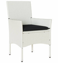 3-tlg. Garten-Essgruppe mit Kissen Weiß Poly Rattan und Glas
