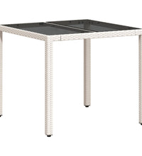 3-tlg. Garten-Essgruppe mit Kissen Weiß Poly Rattan und Glas