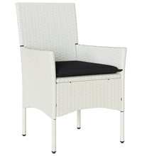 5-tlg. Garten-Essgruppe mit Kissen Weiß Poly Rattan und Glas