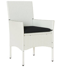 7-tlg. Garten-Essgruppe mit Kissen Weiß Poly Rattan und Glas