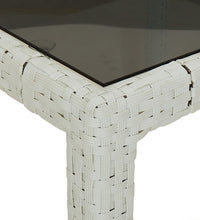 7-tlg. Garten-Essgruppe mit Kissen Weiß Poly Rattan und Glas