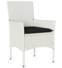 9-tlg. Garten-Essgruppe mit Kissen Weiß Poly Rattan und Glas