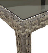 9-tlg. Garten-Essgruppe mit Kissen Grau Poly Rattan und Glas
