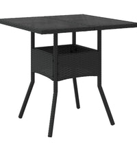 5-tlg. Garten-Essgruppe mit Kissen Schwarz Poly Rattan und Glas