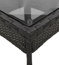 3-tlg. Garten-Essgruppe mit Kissen Schwarz Poly Rattan Glas