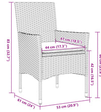 5-tlg. Garten-Essgruppe mit Kissen Schwarz Poly Rattan und Glas