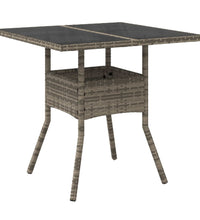 3-tlg. Garten-Essgruppe mit Kissen Grau Poly Rattan und Glas