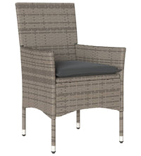 5-tlg. Garten-Essgruppe mit Kissen Grau Poly Rattan und Glas