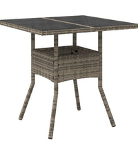 5-tlg. Garten-Essgruppe mit Kissen Grau Poly Rattan und Glas