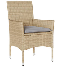3-tlg. Garten-Essgruppe mit Kissen Beige Poly Rattan und Glas