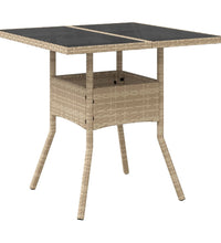 3-tlg. Garten-Essgruppe mit Kissen Beige Poly Rattan und Glas