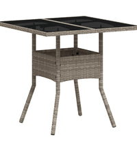 5-tlg. Garten-Essgruppe mit Kissen Hellgrau Poly Rattan Glas