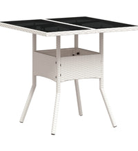 3-tlg. Garten-Essgruppe mit Kissen Weiß Poly Rattan und Glas