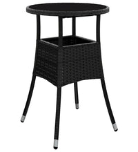 5-tlg. Garten-Essgruppe mit Kissen Schwarz Poly Rattan und Glas