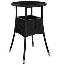 3-tlg. Garten-Essgruppe mit Kissen Schwarz Poly Rattan Glas