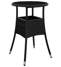 5-tlg. Garten-Essgruppe mit Kissen Schwarz Poly Rattan und Glas