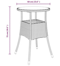 5-tlg. Garten-Essgruppe mit Kissen Schwarz Poly Rattan und Glas