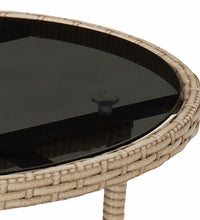3-tlg. Garten-Essgruppe mit Kissen Beige Poly Rattan und Glas