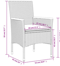 3-tlg. Garten-Essgruppe mit Kissen Schwarz Poly Rattan Akazie