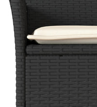 7-tlg. Garten-Essgruppe mit Kissen Schwarz Poly Rattan Akazie