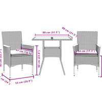 7-tlg. Garten-Essgruppe mit Kissen Schwarz Poly Rattan Akazie