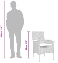 7-tlg. Garten-Essgruppe mit Kissen Schwarz Poly Rattan Akazie