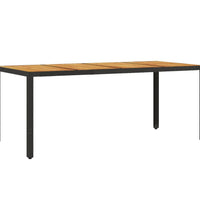 7-tlg. Garten-Essgruppe mit Kissen Schwarz Poly Rattan Akazie