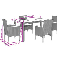 5-tlg. Garten-Essgruppe mit Kissen Beige Poly Rattan Akazie