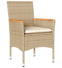 7-tlg. Garten-Essgruppe mit Kissen Beige Poly Rattan Akazie