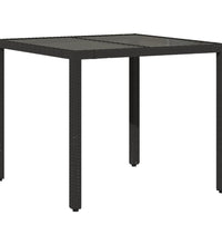 5-tlg. Garten-Essgruppe mit Kissen Schwarz Poly Rattan und Glas