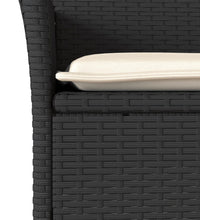 7-tlg. Garten-Essgruppe mit Kissen Schwarz Poly Rattan Akazie