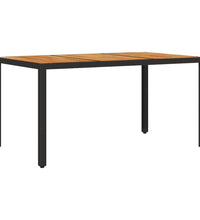 7-tlg. Garten-Essgruppe mit Kissen Schwarz Poly Rattan Akazie