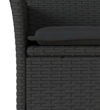 7-tlg. Garten-Essgruppe mit Kissen Schwarz Poly Rattan Akazie