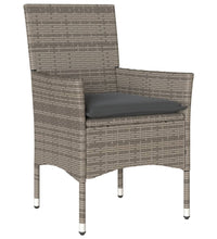 7-tlg. Garten-Essgruppe mit Kissen Grau Poly Rattan Akazie