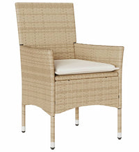7-tlg. Garten-Essgruppe mit Kissen Beige Poly Rattan Akazie