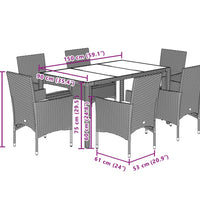 7-tlg. Garten-Essgruppe mit Kissen Beige Poly Rattan Akazie