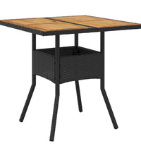 5-tlg. Garten-Essgruppe mit Kissen Schwarz Poly Rattan Akazie