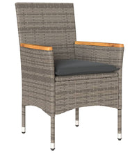 5-tlg. Garten-Essgruppe mit Kissen Grau Poly Rattan und Glas