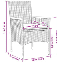 5-tlg. Garten-Essgruppe mit Kissen Grau Poly Rattan und Glas